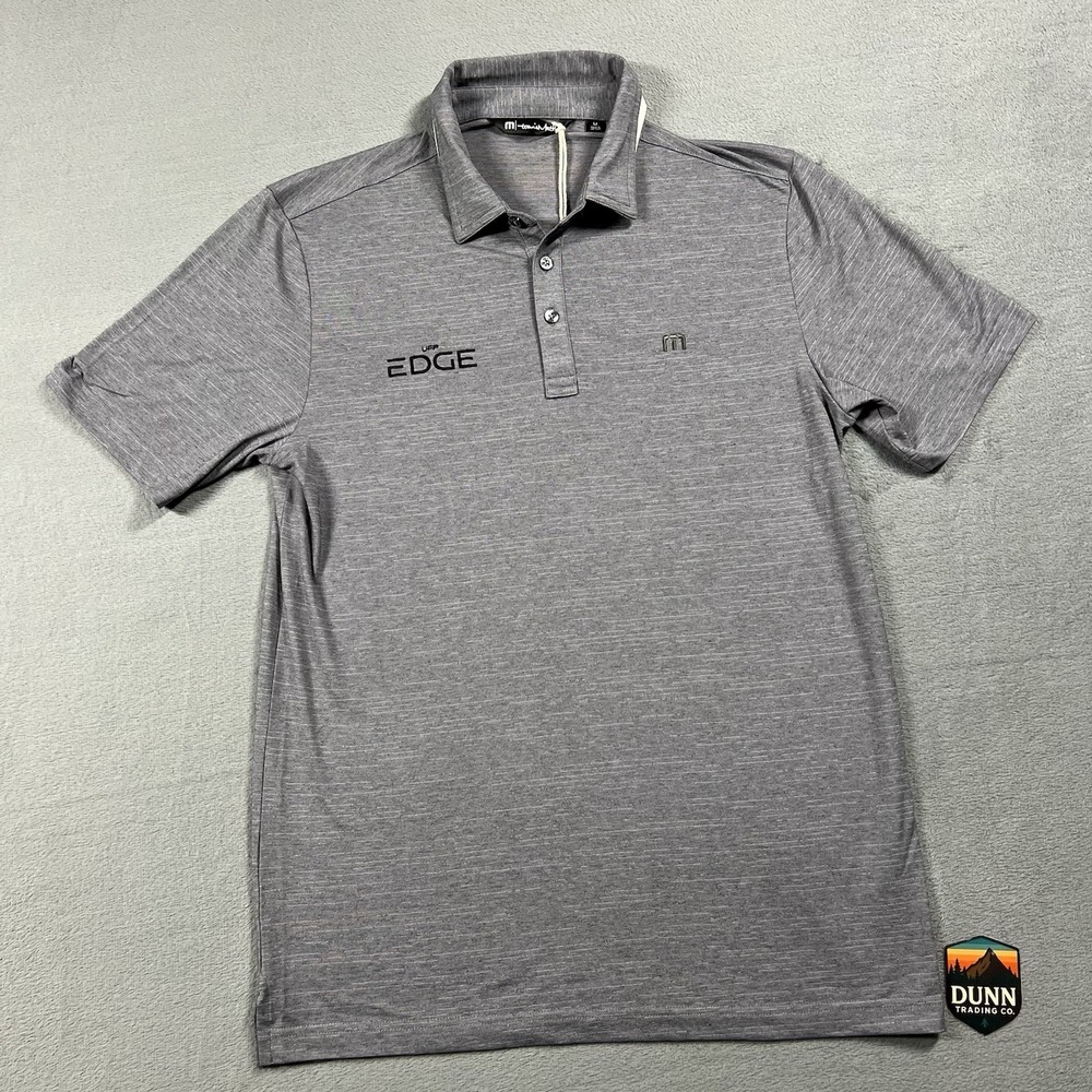 Travis Mathew Polo Mens M Gray Heater Performance Lightweight Golf Short Sleeve